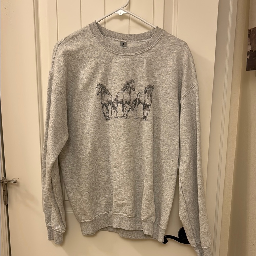 Gray Horse Print Sweater